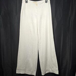 Michael Kors Women’s 100% Linen Wide-Leg Pants Off-White Size 2